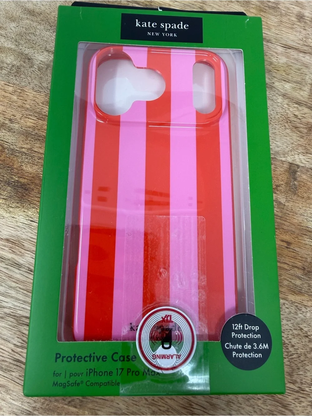 kate spade New York Striped Rose Coral iPhone 17 Pro Max Case MagSafe Compatible